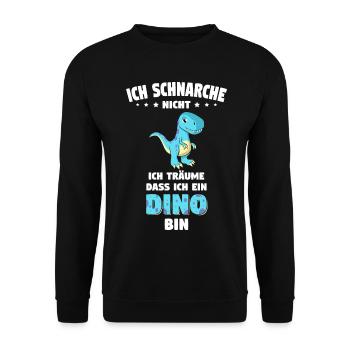 Ich schnarche nicht Ich träume ich wäre ein Dino - Unisex Pullover - Schwarz - Vorne - Alina (178cm) & Michal (187cm)