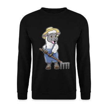 Schaf Landwirt Harke Bauernhof - Unisex Pullover - Schwarz - Vorne - Alina (178cm) & Michal (187cm)