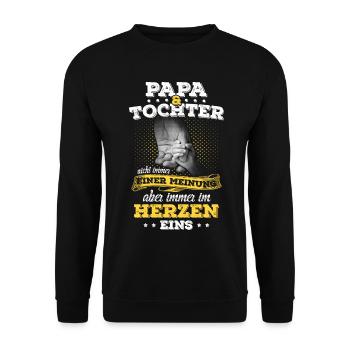 Papa & Tochter Partnerlook Vatertagsgeschenk Vater - Unisex Pullover - Schwarz - Vorne - Alina (178cm) & Michal (187cm)