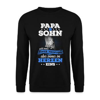 Papa & Sohn Partnerlook Vatertagsgeschenk Vater - Unisex Pullover - Schwarz - Vorne - Alina (178cm) & Michal (187cm)