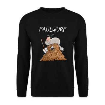 Fauler Maulwurf I Faulwurf Wortspiel I Chillen - Unisex Pullover - Schwarz - Vorne - Alina (178cm) & Michal (187cm)