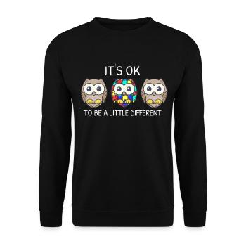 It's ok to be different Eule Asperger Autismus - Unisex Pullover - Schwarz - Vorne - Alina (178cm) & Michal (187cm)