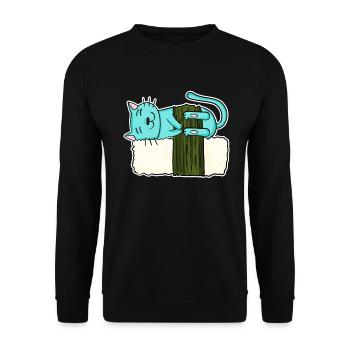 Chat Sushi japonais manger Japon Amour de chat - Sweat-shirt Unisexe - noir - Devant - Alina (178cm) & Michal (187cm)