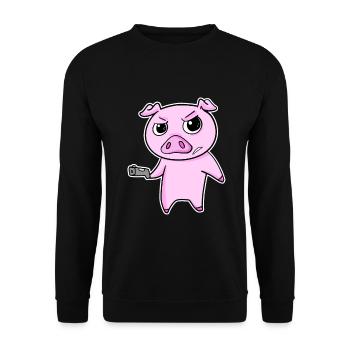 Gangster pig with weapon - Unisex Sweatshirt - black - Front - Alina (178cm) & Michal (187cm)