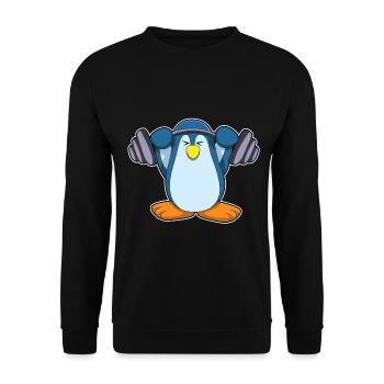 Penguin Bodybuilder Barbell Musculation - Sweat-shirt Unisexe - noir - Devant - Alina (178cm) & Michal (187cm)