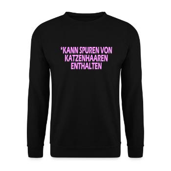 Kann Spure von Katzenhaaren enthalten - Unisex Pullover - Schwarz - Vorne - Alina (178cm) & Michal (187cm)