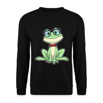 Frosch Nerd Buch Brille - Unisex Pullover - Schwarz - Vorne - Alina (178cm) & Michal (187cm)