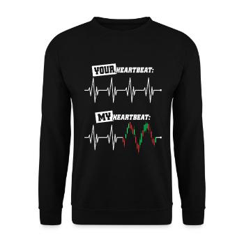 Trader Heartbeat My Heartbeat Stocks Stock Exchange Forex - Unisex Sweatshirt - black - Front - Alina (178cm) & Michal (187cm)