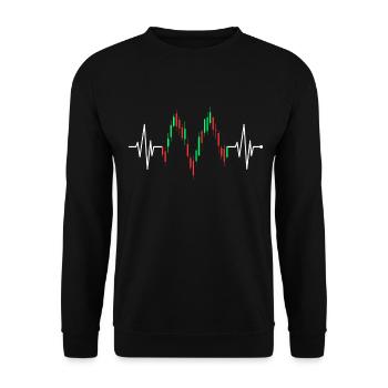 Trader Heartbeat Stocks ECG Stock Forex Trading - Unisex Sweatshirt - black - Front - Alina (178cm) & Michal (187cm)