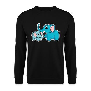 Éléphant avec enfant - Éléphant avec bébé - Sweat-shirt Unisexe - noir - Devant - Alina (178cm) & Michal (187cm)