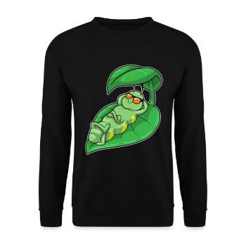 Chenille avec feuille comme parasol - Sweat-shirt Unisexe - noir - Devant - Alina (178cm) & Michal (187cm)