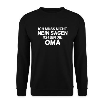 Ich bin die Oma - Unisex Pullover - Schwarz - Vorne - Alina (178cm) & Michal (187cm)