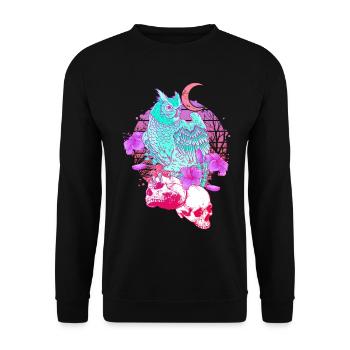 Pastel Goth Tête de mort Hibou Aesthetic Clothes lune - Sweat-shirt Unisexe - noir - Devant - Alina (178cm) & Michal (187cm)
