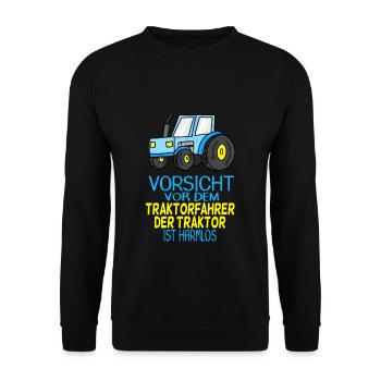 Trecker Traktorfahrer Geschenk - Unisex Pullover - Schwarz - Vorne - Alina (178cm) & Michal (187cm)