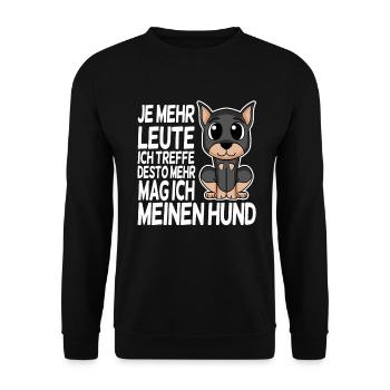 Doberman Pinscher - Ich mag keine Menschen - Unisex Pullover - Schwarz - Vorne - Alina (178cm) & Michal (187cm)