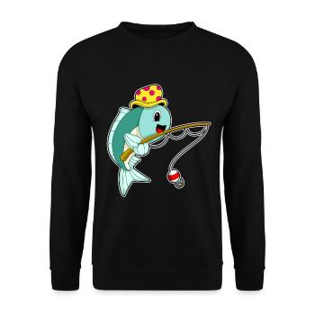 Fish Angler Fishing Rod Fishing - Unisex Sweatshirt - black - Front - Alina (178cm) & Michal (187cm)