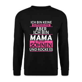 Mama von zwei Söhnen - Unisex Pullover - Schwarz - Vorne - Alina (178cm) & Michal (187cm)