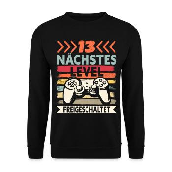 13. Geburstag Geschenk Zocker Geschenk - Unisex Pullover - Schwarz - Vorne - Alina (178cm) & Michal (187cm)