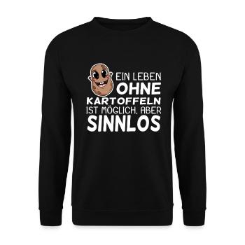 Kartoffel lustiger Spruch - Unisex Pullover - Schwarz - Vorne - Alina (178cm) & Michal (187cm)