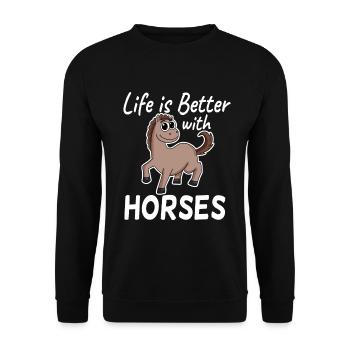 Horse saying horses girls - Unisex Sweatshirt - black - Front - Alina (178cm) & Michal (187cm)