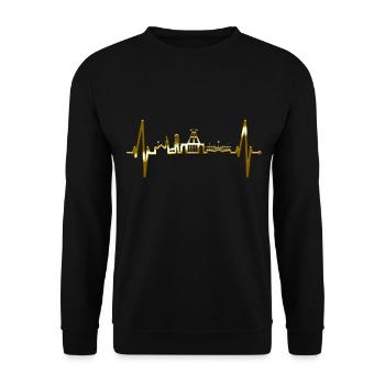 Bochum Battement de Coeur Bochumer Skyline Natale Ruhrpott - Sweat-shirt Unisexe - noir - Devant - Alina (178cm) & Michal (187cm)