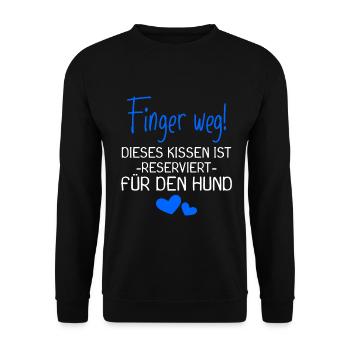 Dieses Kissen ist reserviert für den Hund - Unisex Pullover - Schwarz - Vorne - Alina (178cm) & Michal (187cm)