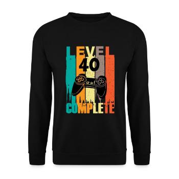 Level 40 Complete Gamer Geburtstag 40. - Unisex Pullover - Schwarz - Vorne - Alina (178cm) & Michal (187cm)