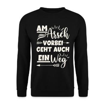 Am Arsch vorbei geht auch ein Weg - Unisex Pullover - Schwarz - Vorne - Alina (178cm) & Michal (187cm)