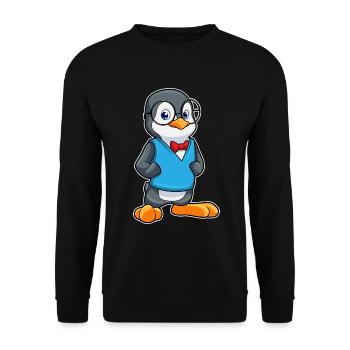 Pinguin Nerd Brille - Unisex Pullover - Schwarz - Vorne - Alina (178cm) & Michal (187cm)