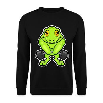 Bodybuilder Grenouille Bodybuilding Barre, Bodybuilding - Sweat-shirt Unisexe - noir - Devant - Alina (178cm) & Michal (187cm)