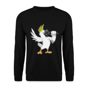 Papagei Sänger Mikrofon Singen - Unisex Pullover - Schwarz - Vorne - Alina (178cm) & Michal (187cm)
