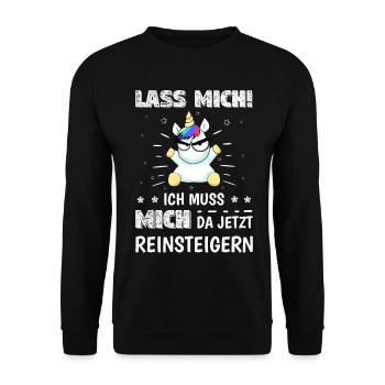 Lass mich ich muss mich da jetzt reinsteigern - Unisex Pullover - Schwarz - Vorne - Alina (178cm) & Michal (187cm)