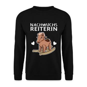 Reiterin Nachwuchs Pferd - Unisex Pullover - Schwarz - Vorne - Alina (178cm) & Michal (187cm)