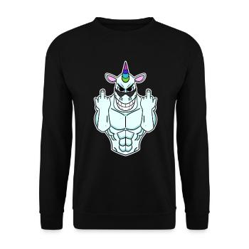 Unicorn middle finger - Unisex Sweatshirt - black - Front - Alina (178cm) & Michal (187cm)