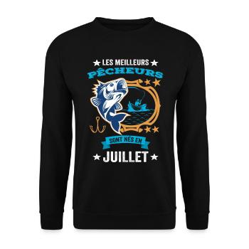 Anniversaire Pour Meilleur Pêcheur né en Juillet - Sweat-shirt Unisexe - noir - Devant - Alina (178cm) & Michal (187cm)