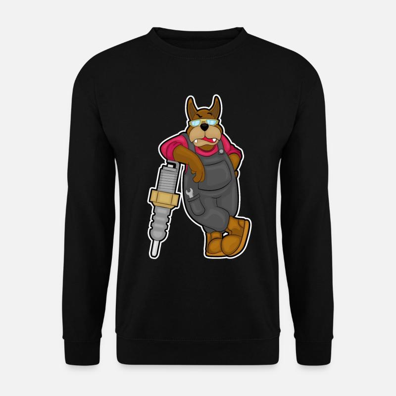 Hund Mechaniker Zündkerze Werkstatt - Unisex Pullover - Schwarz