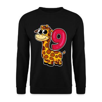 9 anniversaire Girafe - 9 ans - Sweat-shirt Unisexe - noir - Devant - Alina (178cm) & Michal (187cm)
