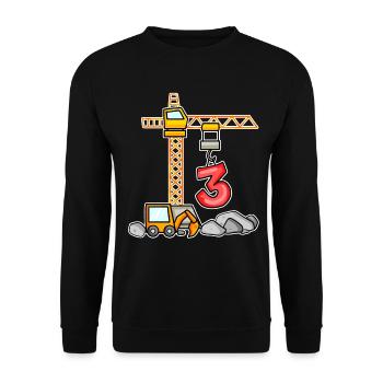 Bagger T-Shirt 3. Geburtstag 3 Jahre Jungen Shirt - Unisex Pullover - Schwarz - Vorne - Alina (178cm) & Michal (187cm)