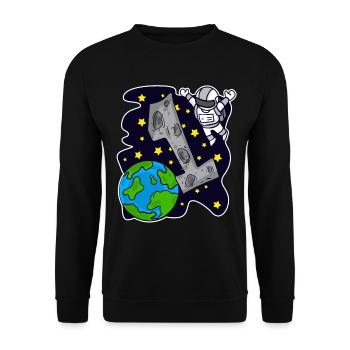 1 birthday astronaut boys children's birthday - Unisex Sweatshirt - black - Front - Alina (178cm) & Michal (187cm)