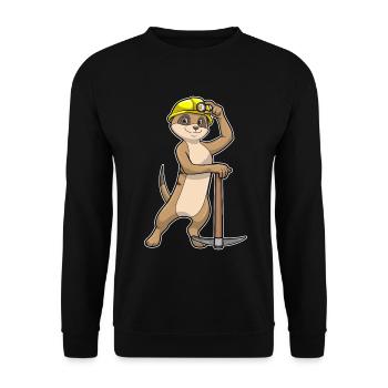 Erdmännchen Bergarbeiter Spitzhacke Bergbau - Unisex Pullover - Schwarz - Vorne - Alina (178cm) & Michal (187cm)