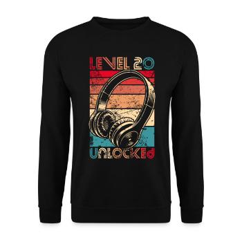 20. Geburtstag 20 Jahre Level 20 Unlocked Vintage - Unisex Pullover - Schwarz - Vorne - Alina (178cm) & Michal (187cm)