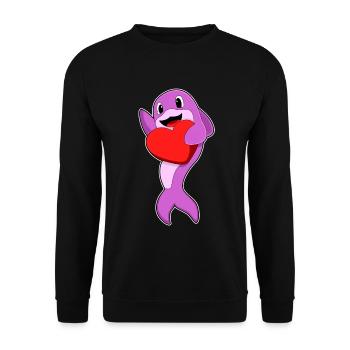 Delfin Herz - Unisex Pullover - Schwarz - Vorne - Alina (178cm) & Michal (187cm)