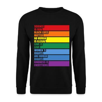 Science Is Real Black Lives Matter LGBTQ CSD Pride - Unisex Pullover - Schwarz - Vorne - Alina (178cm) & Michal (187cm)