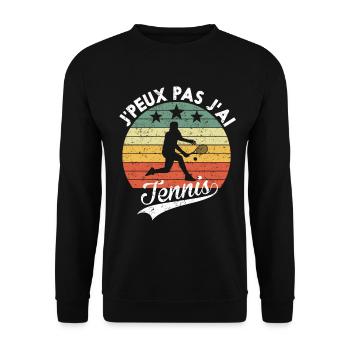 J peux pas j ai tennis humour - Sweat-shirt Unisexe - noir - Devant - Alina (178cm) & Michal (187cm)