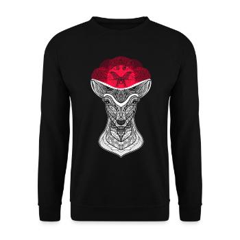 Schwarzwaldmädel Schwarzwaldmaidli Bollenhut Reh - Unisex Pullover - Schwarz - Vorne - Alina (178cm) & Michal (187cm)