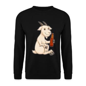 Ziege Flasche Bier - Unisex Pullover - Schwarz - Vorne - Alina (178cm) & Michal (187cm)