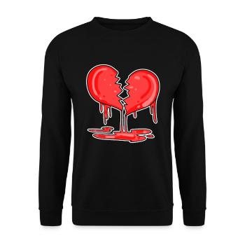 Gebrochenes Herz - Unisex Pullover - Schwarz - Vorne - Alina (178cm) & Michal (187cm)