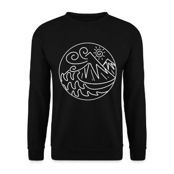 Wanderer Wandern Berg Berge Sonne - Unisex Pullover - Schwarz - Vorne - Alina (178cm) & Michal (187cm)