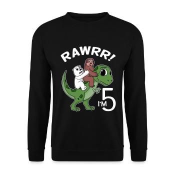 5 dinosaures dinosaures Dino 5ème anniversaire - Sweat-shirt Unisexe - noir - Devant - Alina (178cm) & Michal (187cm)