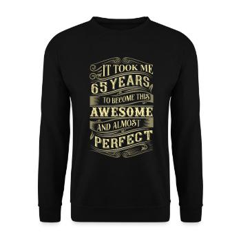 65. Geburtstag - Unisex Pullover - Schwarz - Vorne - Alina (178cm) & Michal (187cm)